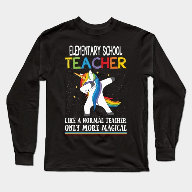 Elementary School Dabbing Unicorn Back To School Shirt Gift Long Sleeve T-Shirt by TerronesAdrianer